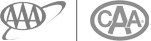 The image shows two side-by-side logos with the letters "AAA" and "CAA" inside ovals.