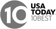 The image shows the "USA Today 10Best" logo, featuring the number 10 in a circle and the words "USA TODAY 10BEST" on the right.