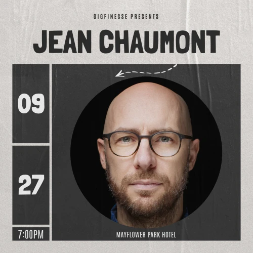 Concert poster for an event featuring Jean Chaumont at Mayflower Park Hotel on September 27 at 7:00 PM.